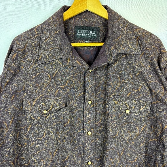 Rodeo Carte Men Western Long Sleeve Pearl Snap Shirt Sz XXL Cowboy Country Rodeo - Picture 2 of 14